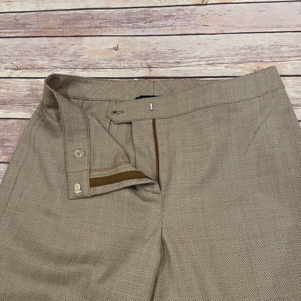 St John Herringbone Straight Leg Pants Crepe Cotton Blend Chevron - Picture 2 of 7